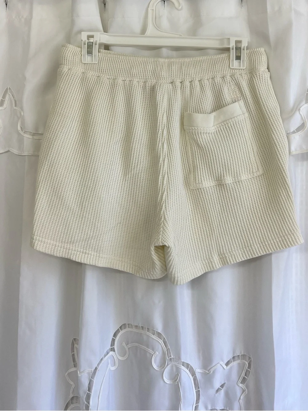 Dandy Del Mar Waffle Knit Lounge Shorts Cream 100% Cotton Drawstring Men’s L